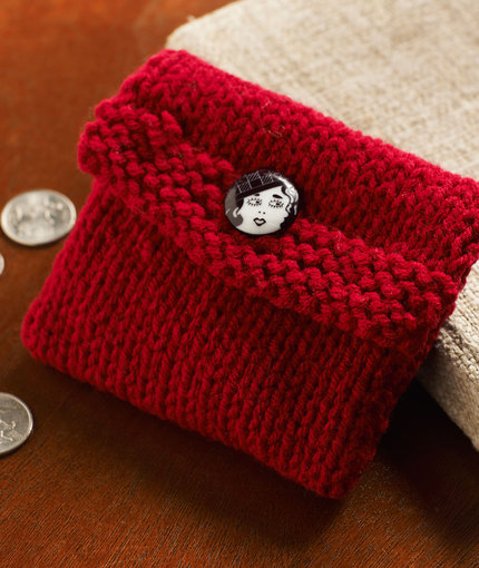 Free knitting pattern for easy Change Purse bitty bag