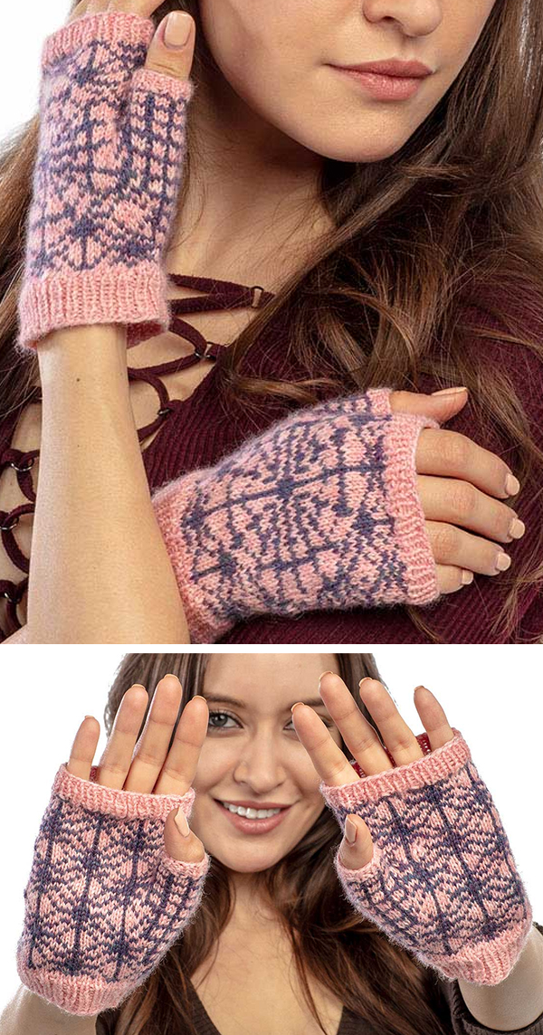 Free Knitting Pattern for Spider Web Fingerless Mitts