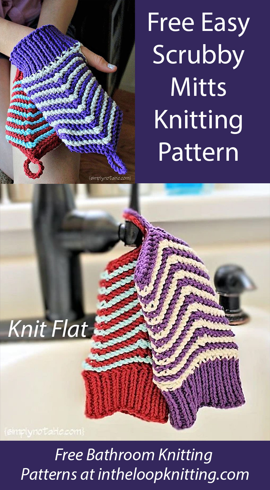Free Chevron Scrubby Mitts Knitting Pattern Easy Knit Flat