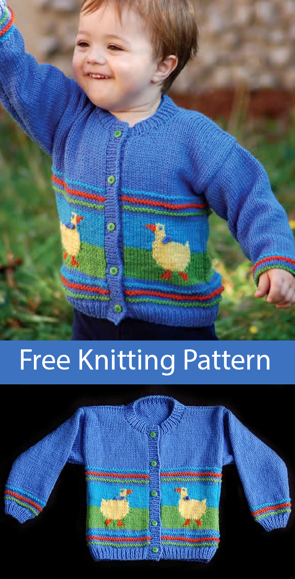 Free Knitting Pattern for Duck Cardigan for Children