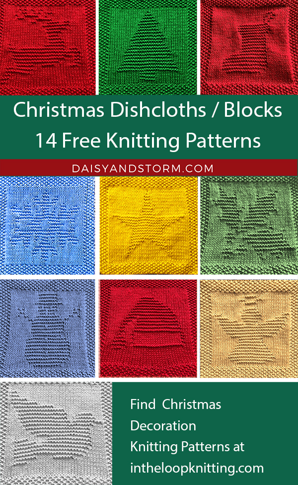 Free Christmas Dishcloth Knitting Patterns Reindeer, Santa, Angel, Tree Afghan Squares