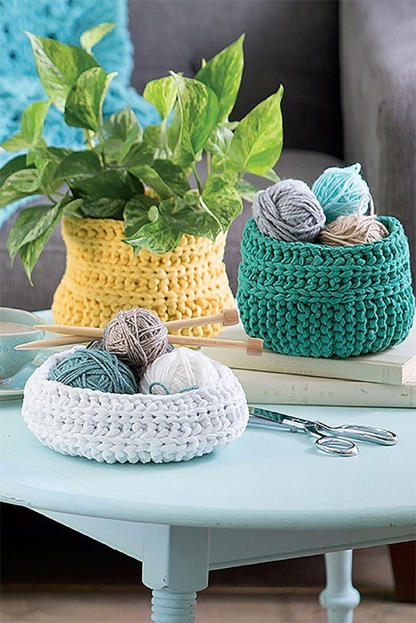 Knitting Pattern for Basket Set