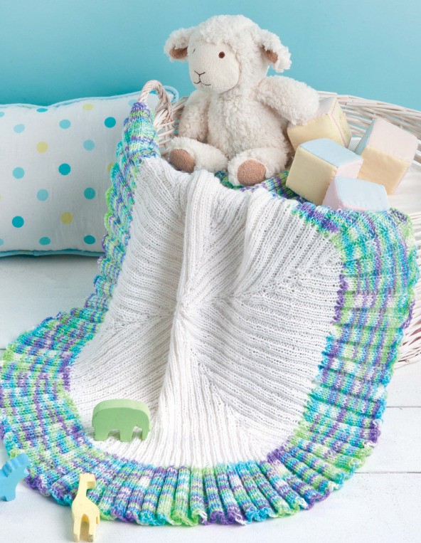 Knitting Pattern for Ruffled Circle Baby Blanket