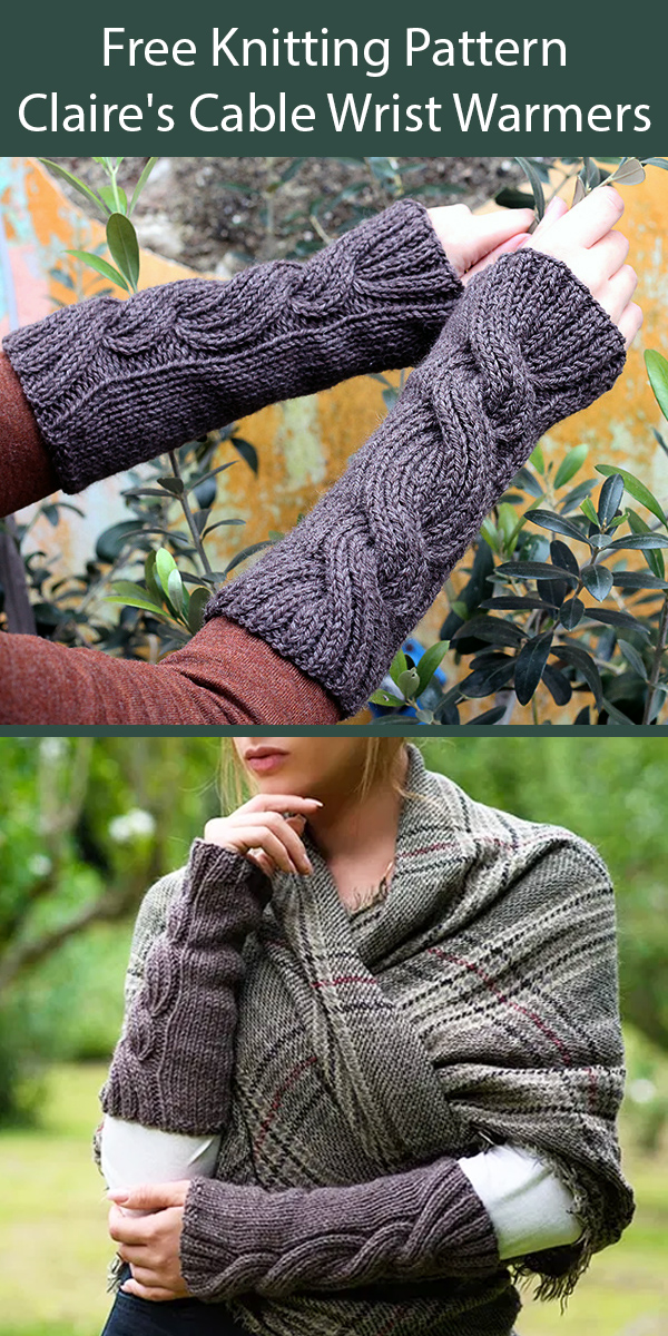 Free Knitting Pattern for Outlander Claire's Cable Wrist Warmers