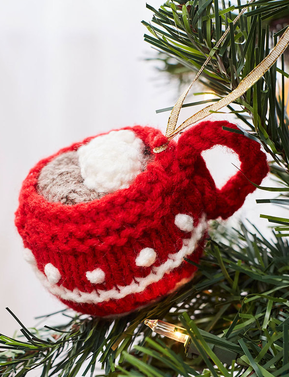 Free Knitting Pattern for Cup of Cocoa Ornament