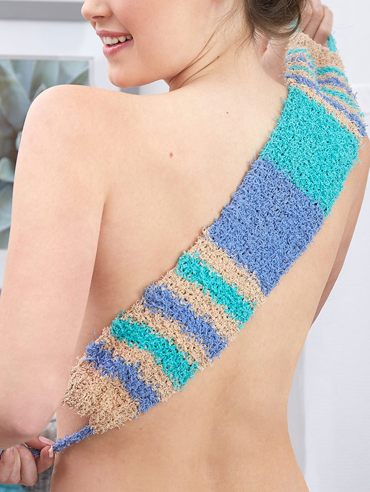 Free Knitting Pattern for Color-Block Back Scrubber
