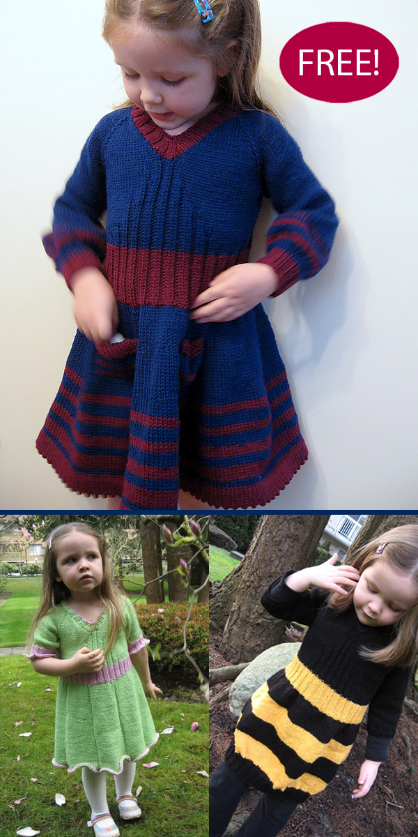 Free Knitting Pattern Girl's Dress Color Flirtations Dress