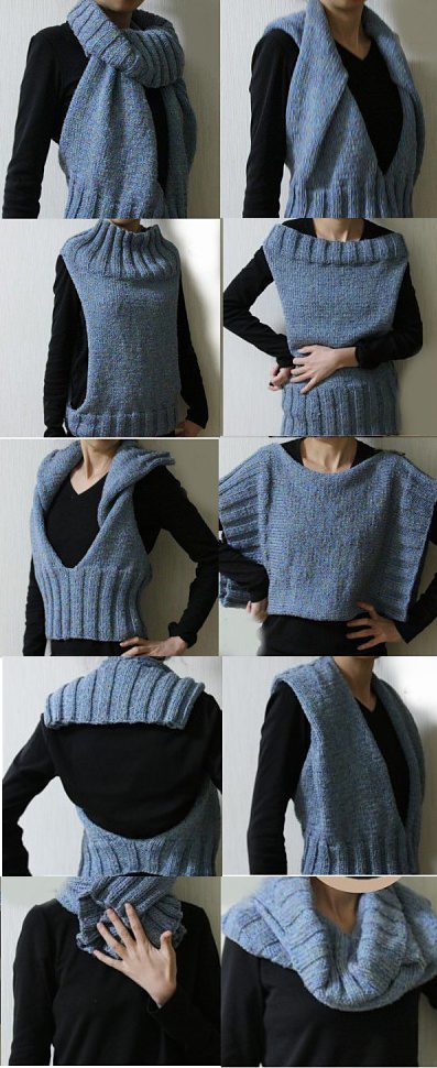 Free knitting pattern for Convertible Accessory Cowl Vest Tunic