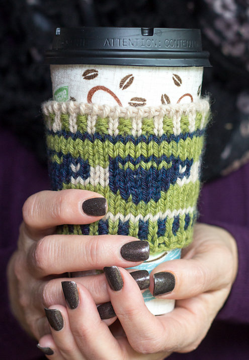 Free Knitting Pattern for Wake up and Smell the Coffee Cozy