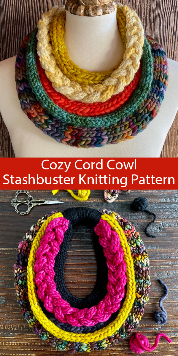 Knitting Pattern for Cozy Cord Cowl Stash Buster
