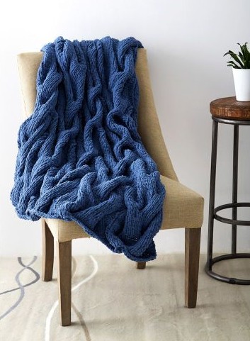 Free knitting pattern for Cushy Cables Knit Blanket and more cable throw knitting patterns