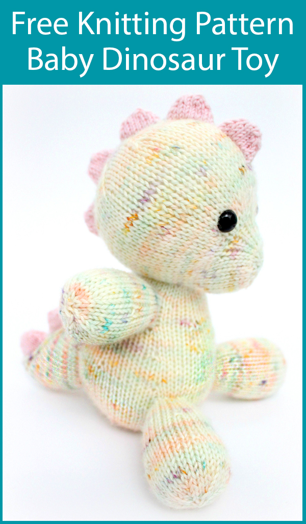 Free Knitting Pattern for Daisy the Baby Dino Toy, Knitted Dinosaur