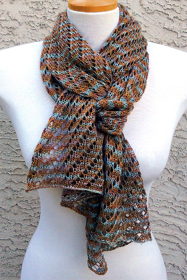 Free Knitting Pattern for One Skein Diagonal Lace Scarf