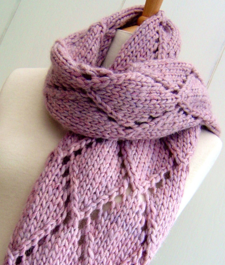 Knitting Pattern for Easy Diamond Lace Scarf