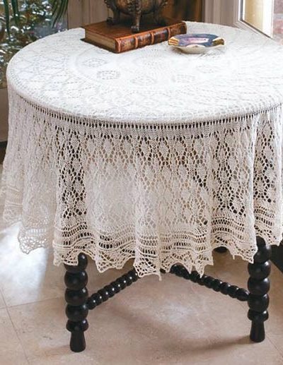 Knitting Pattern for Diamond Lace Table Topper or Shawl