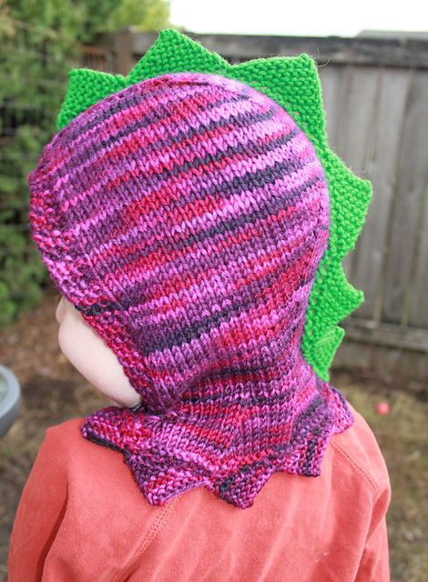 Free knitting pattern for Dinosaur Hood