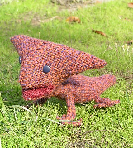 Free knitting pattern for Diplocaulus dinosaur