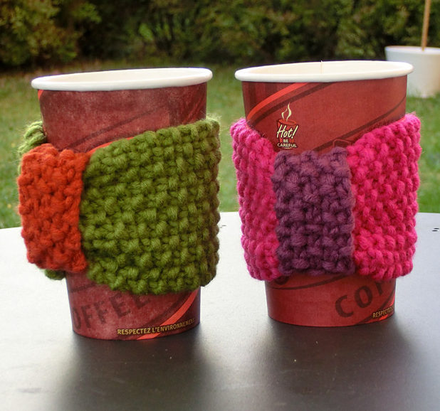 Free Knitting Pattern for Bow Cup Cozy, Bracelet, and Headband