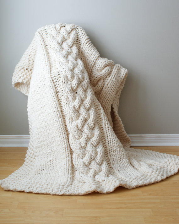 Knitting pattern for Super Chunky Double Cable Throw and more cable afghan knitting patterns