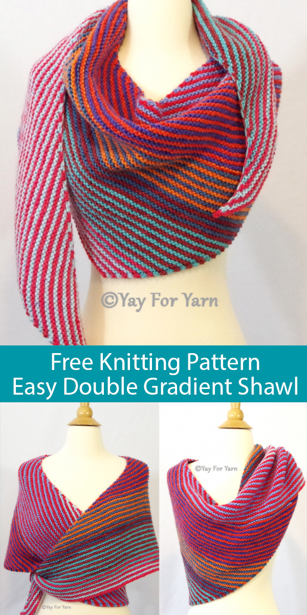 Free Knitting Pattern for Easy Double Gradient Boomerang Shawl