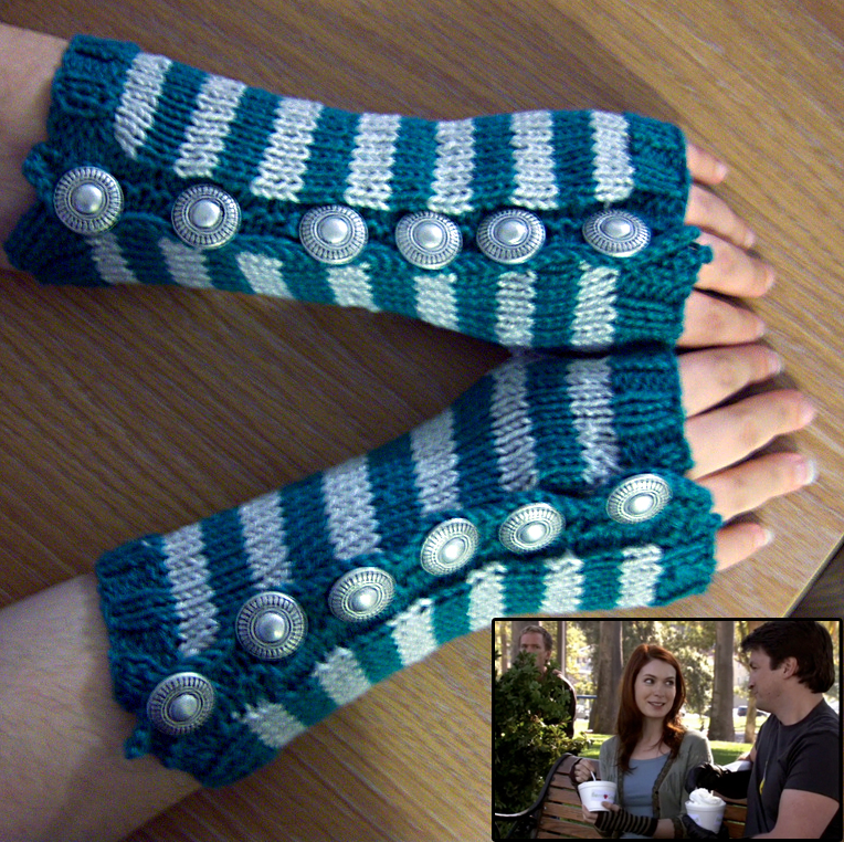 Free Knitting Pattern for Dr. Horrible Sing-A-Long Wristers