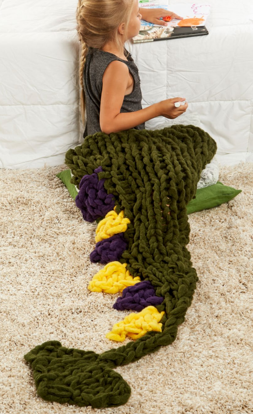 Free Knitting Pattern for Arm Knit Dragon's Tail Blanket
