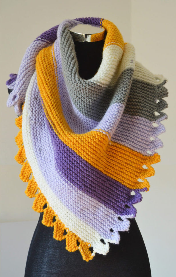 Free Knitting Pattern for Dragon Tail Shawl