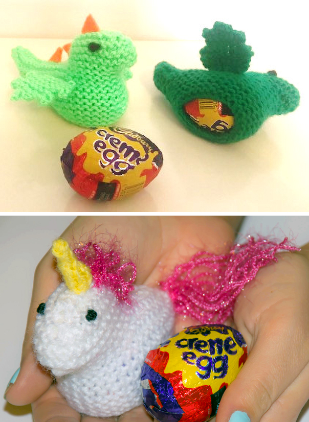 Knitting Pattern for Dragon and Unicorn Egg Cozies