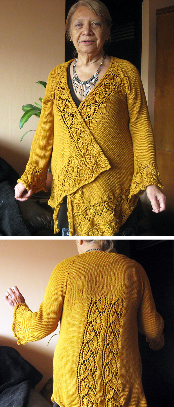 Knitting Pattern for Dramatic Lace Wrap Cardigan