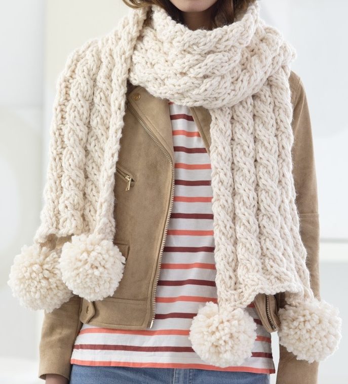 Free Knitting Pattern for 4 Row Repeat Cabled Scarf