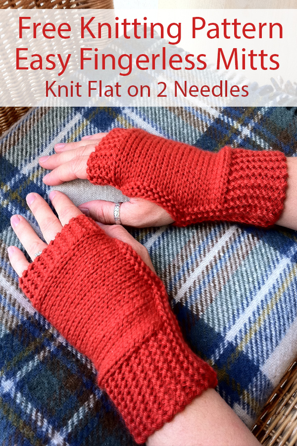 Free Knitting Pattern for Easy 1 Skein Fingerless Mitts Knit Flat