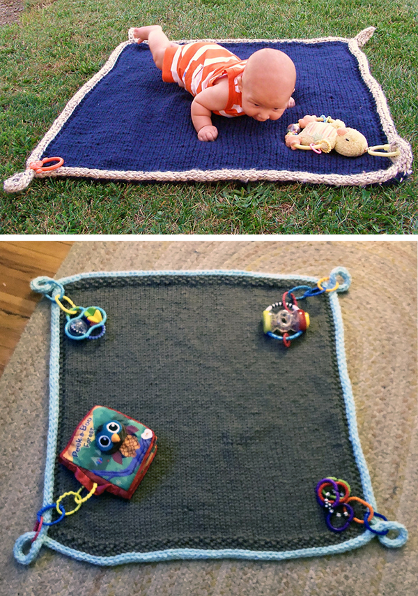 Free Knitting Pattern for Easy Floor Blanket for Baby