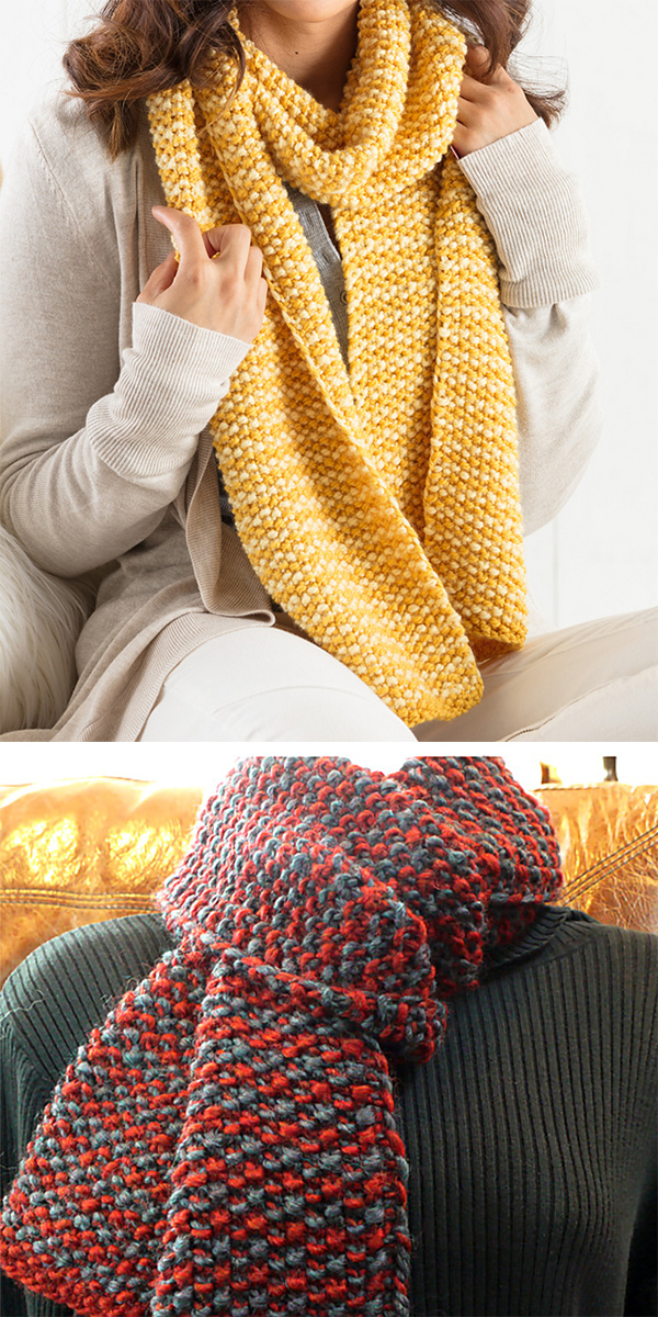 Knitting Pattern for Easy Two-Color, One-Row Anyone Scarf