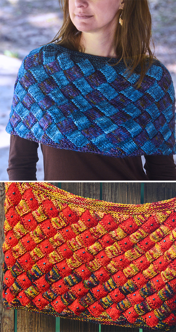 Knitting Pattern for Entrelac Shoulder Cozy Cowl