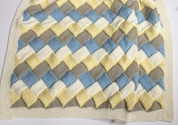 Knitting pattern for Entrelac Baby Blanket
