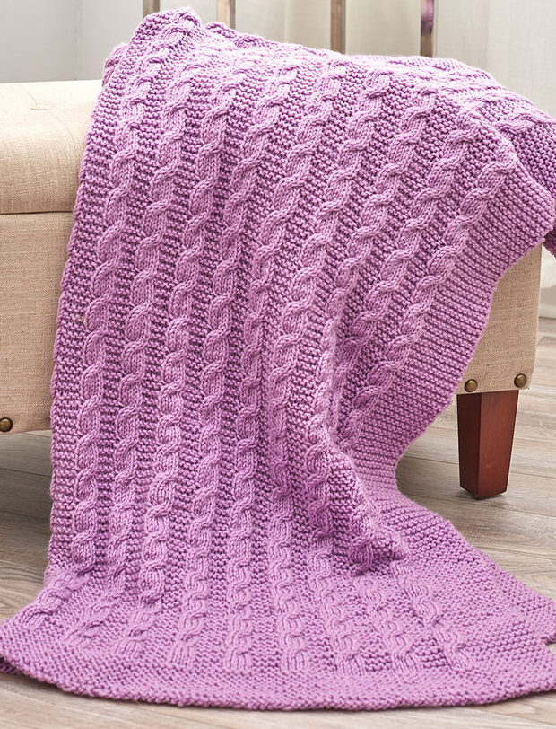 Free Knitting Pattern for Easy Exquisite Cabled Throw