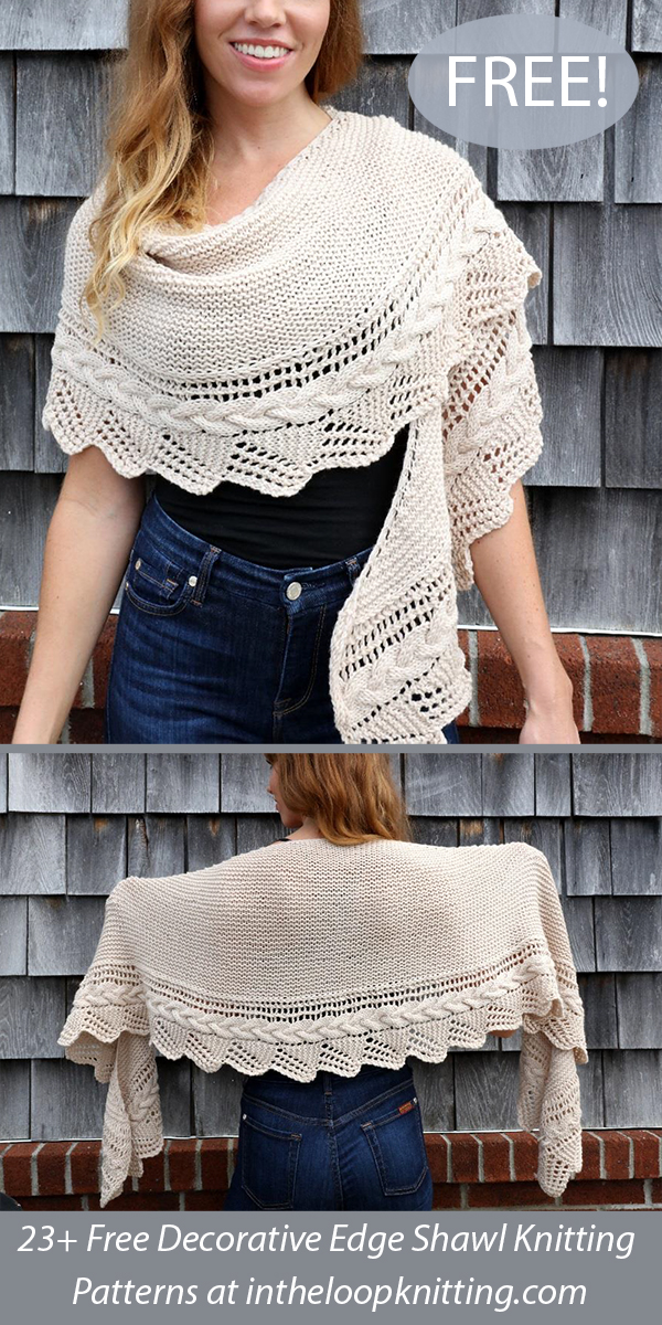 Free Shawl Knitting Pattern Cable and Lace Edged Shawl