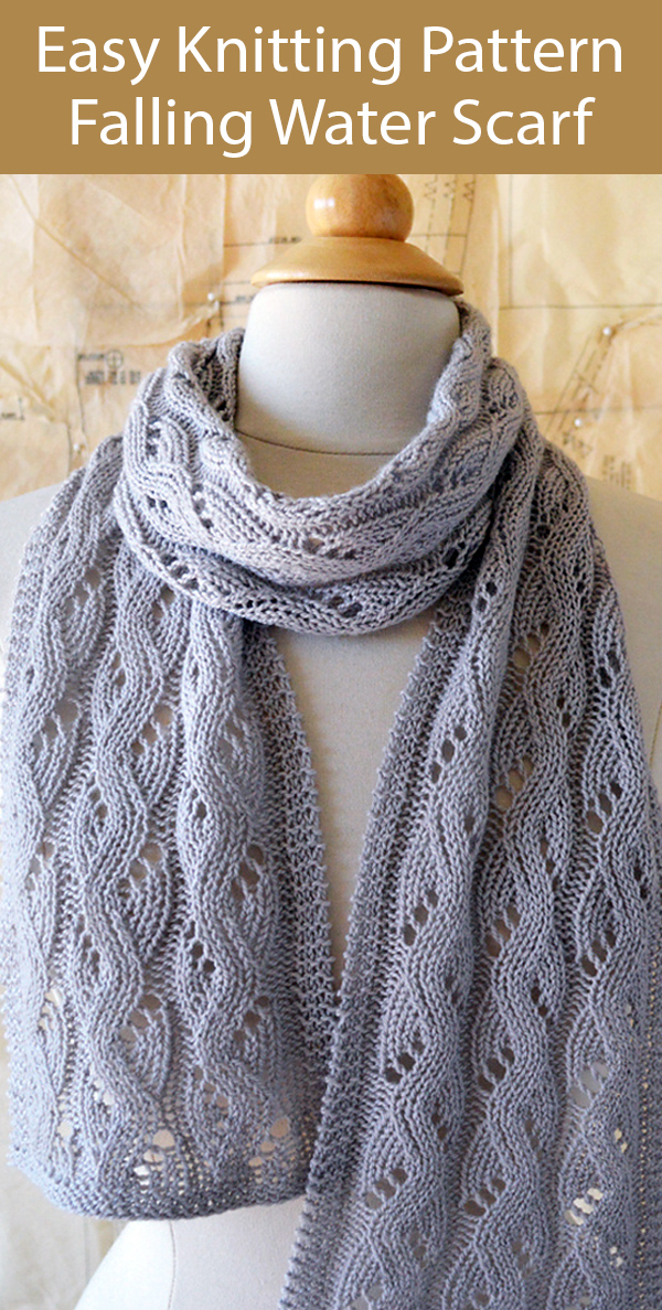 Easy Knitting Pattern for Falling Water Scarf