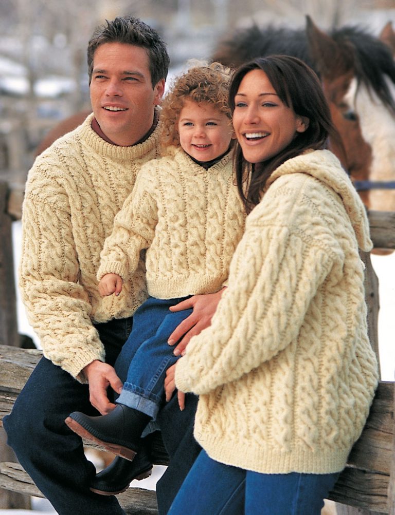 Free knitting pattern for Family Cables Sweaters