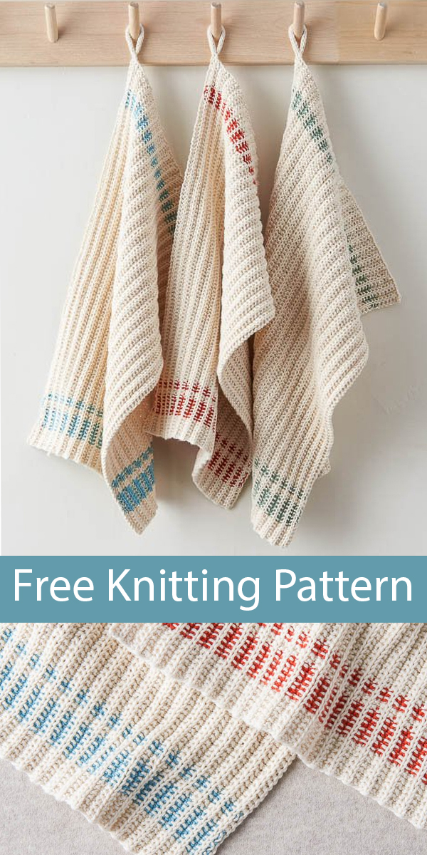 Free Knitting Pattern for Farmhouse Dishtowels