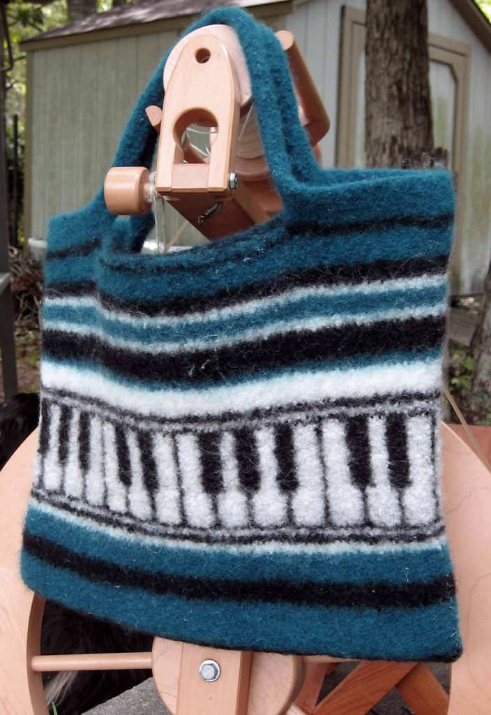 Free Knitting Pattern for Felted Piano Tote Bag