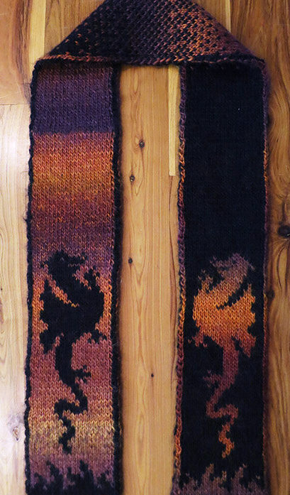 Knitting Pattern for Fire Dragon Scarf