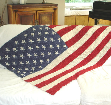 Knitting pattern for American Flag Afghan throw