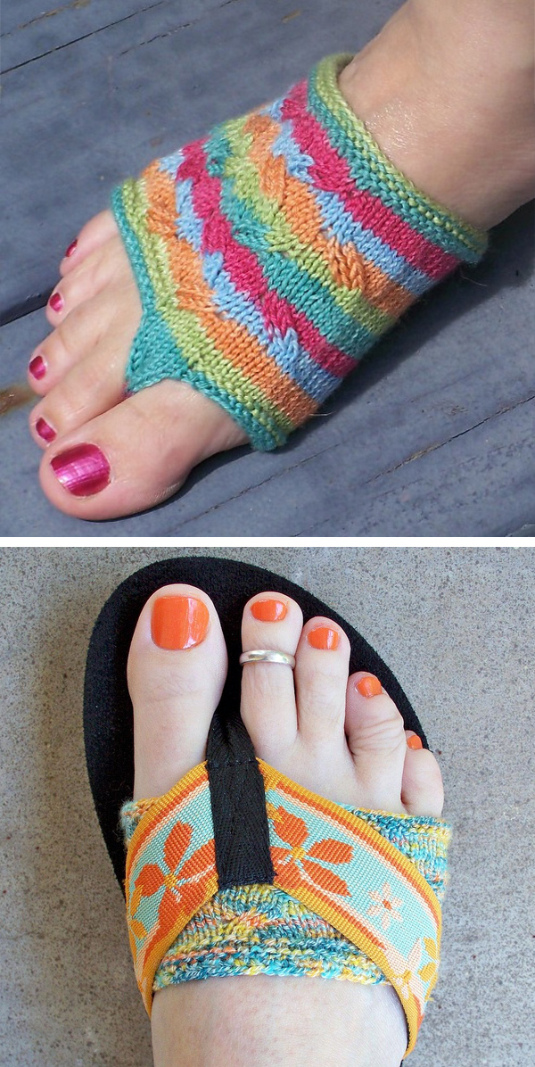 Free Knitting Pattern for Easy Flippant Thong Socks