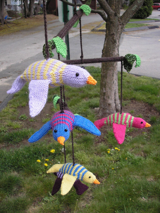 Free Knitting Pattern for Flock Bird Baby Mobile