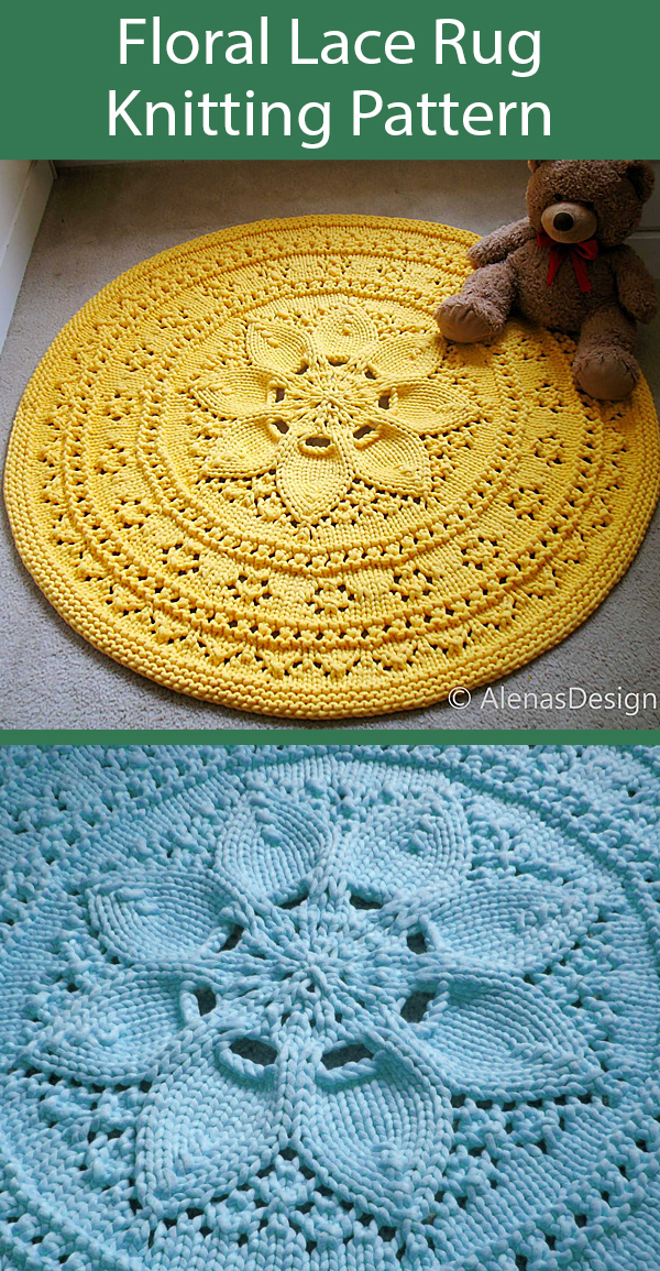 Knitting Pattern for Floral Lace Rug