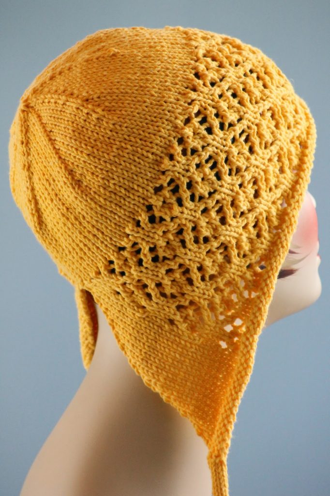 Free knitting pattern for Floral Mesh Bonnet