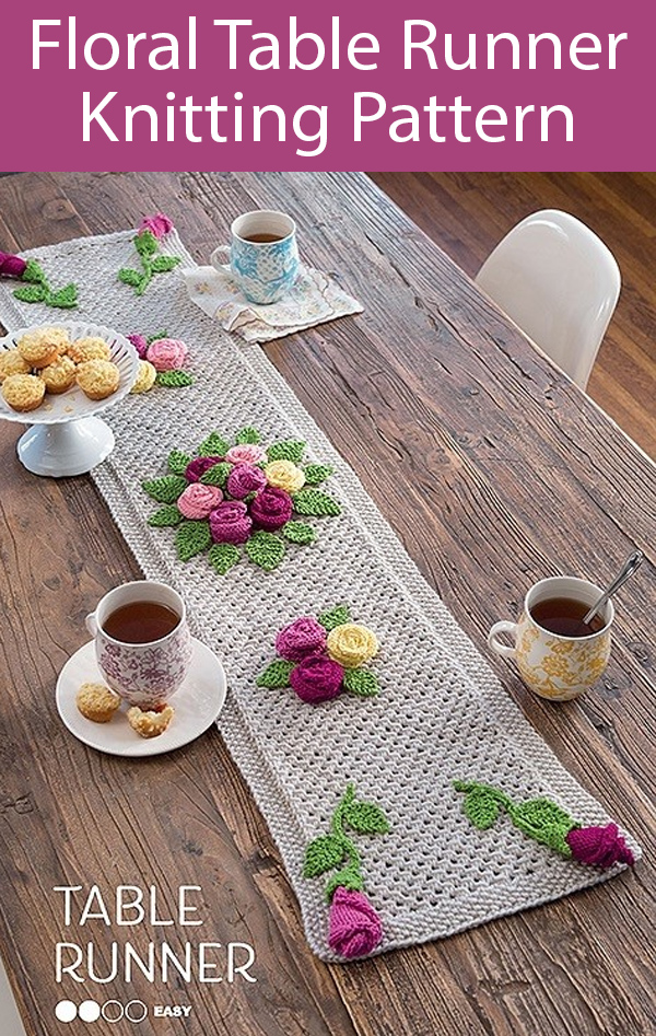 Knitting Pattern for Floral Table Runner