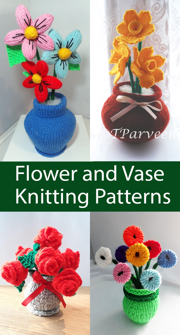 Flower and Vase Knitting Patterns