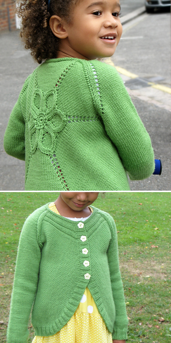 Knitting pattern for Flower Cardigan for Babies and Children